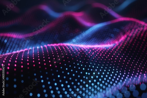 cyber waves dynamic 3d background with pulsating dots futuristic technology concept