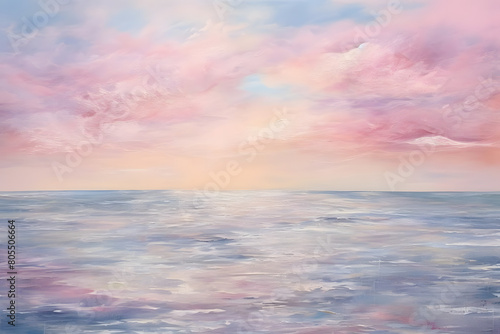 dreamy seascape serenity, abstract landscape art, painting background, wallpaper © Niko