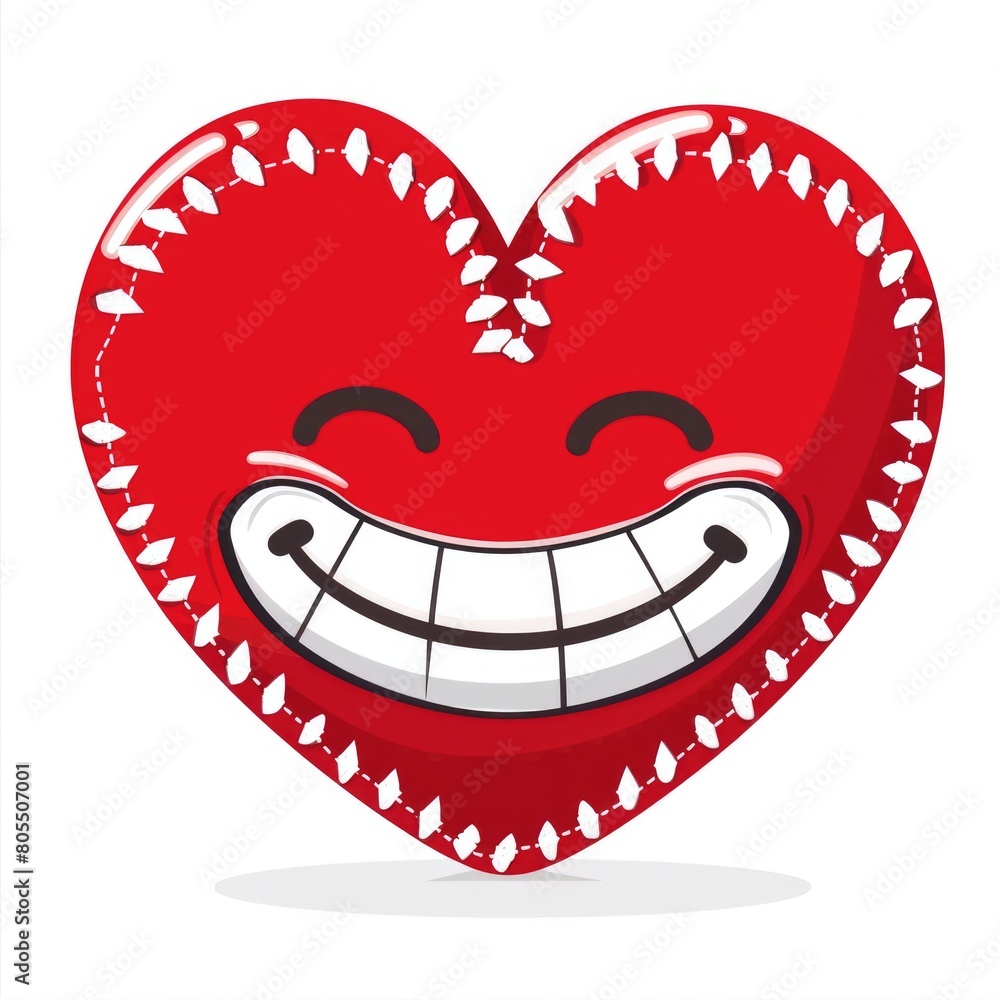Smiling Baseball Heart with Red Stitches. Happy Isolated Illustration on White Background Smiling Baseball Heart with Red Stitches. Happy Isolated Illustration on White Background