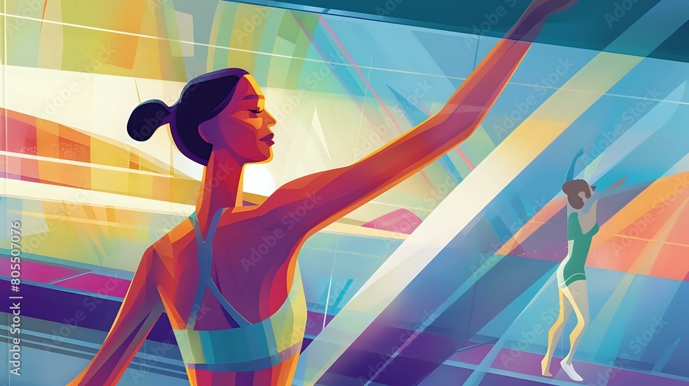 Unwavering Gaze: Woman Engaged in Body Flex Workout Unwavering Gaze: Woman Engaged in Body Flex Workout