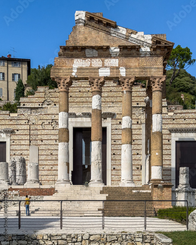 The Capitolium of Brixia at the monumental area of the Roman forum. Brescia hosts the best-preserved Roman buildings in the northern Italy