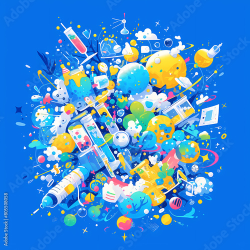 A Whimsical Molecule World - Vibrant Chemistry Illustrations for Education and Marketing photo
