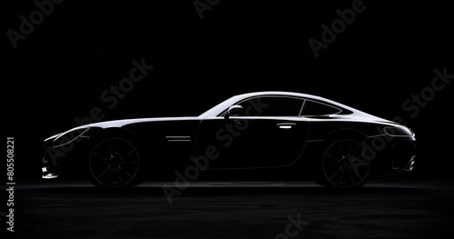 Black background with copy space car silhouette sport. Generate AI image