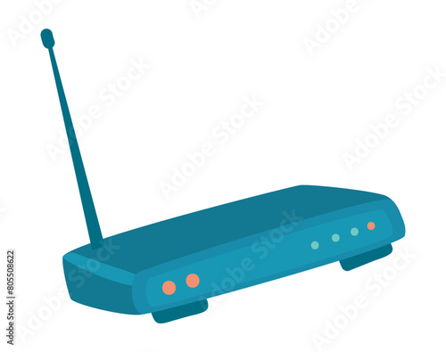 Wi fi router in flat design. Wireless internet equipment with antenna. Vector illustration isolated.
