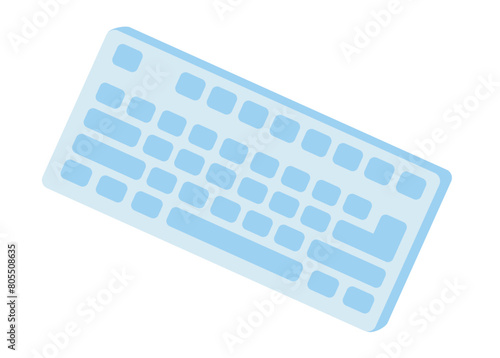 Computer keyboard in flat design. Gadget with letters and numbers buttons. Vector illustration isolated.