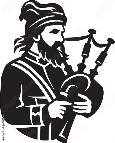 Illustrated Bagpiper Vector Performance