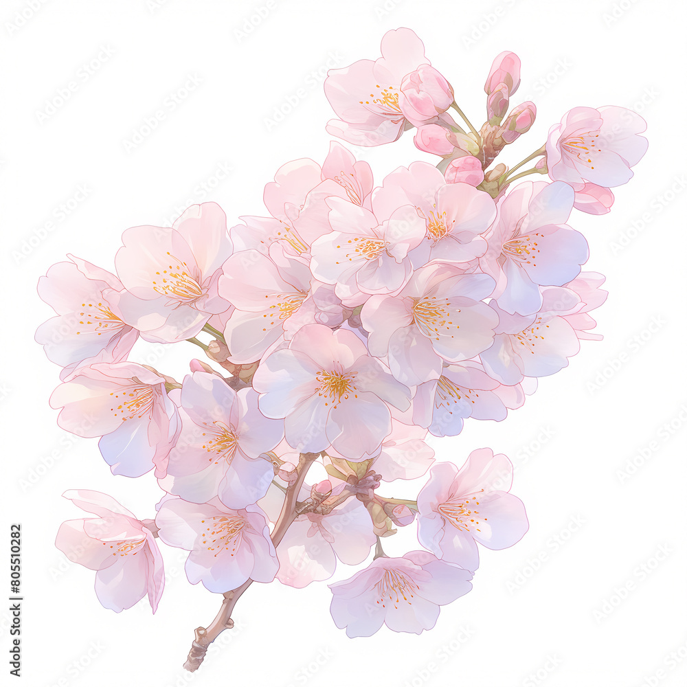 Stunning Watercolor Rendition of Sakura Flowers - Perfect for Spring Seasonal Graphics