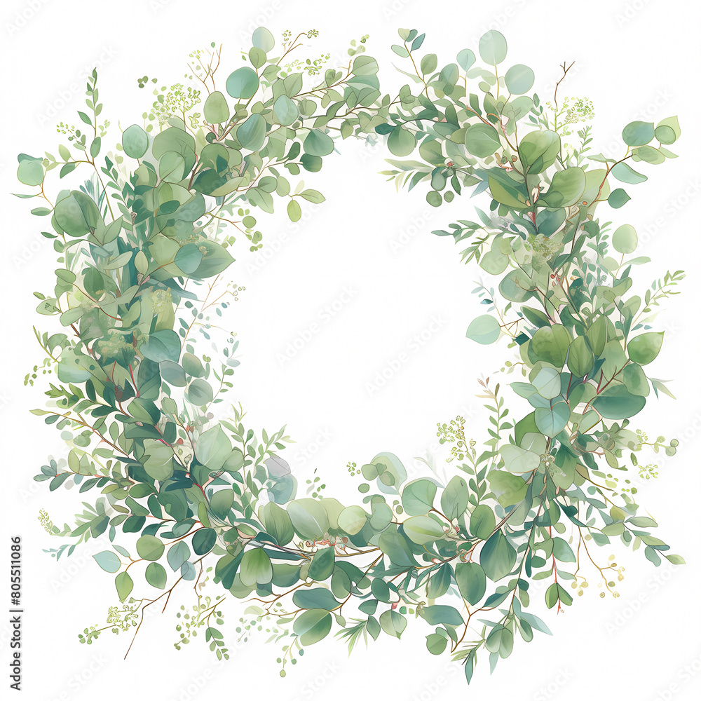 Create an Awe-Inspiring Centerpiece with Our Stunning Watercolor Eucalyptus Leaf Wreath - Perfect for Any Occasion