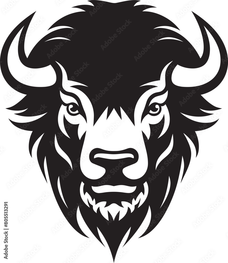Bison Roaming Vector Scene with Mountain Background