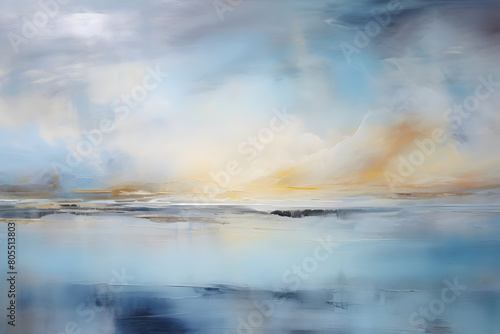 mystical coast serenity, abstract landscape art, painting background, wallpaper