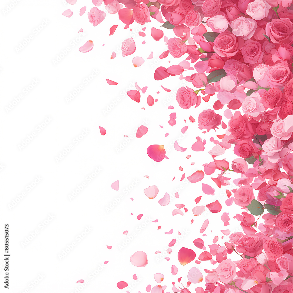 Pink Rose Petal Overlay in a Heart Shape with Gorgeous Soft Motion Blur
