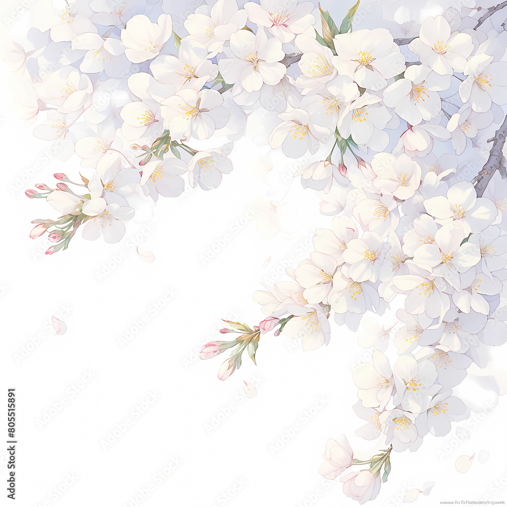 Beautiful Sakura Blooms: A Soft Watercolor Illustration for Nature and Spring Themed Projects