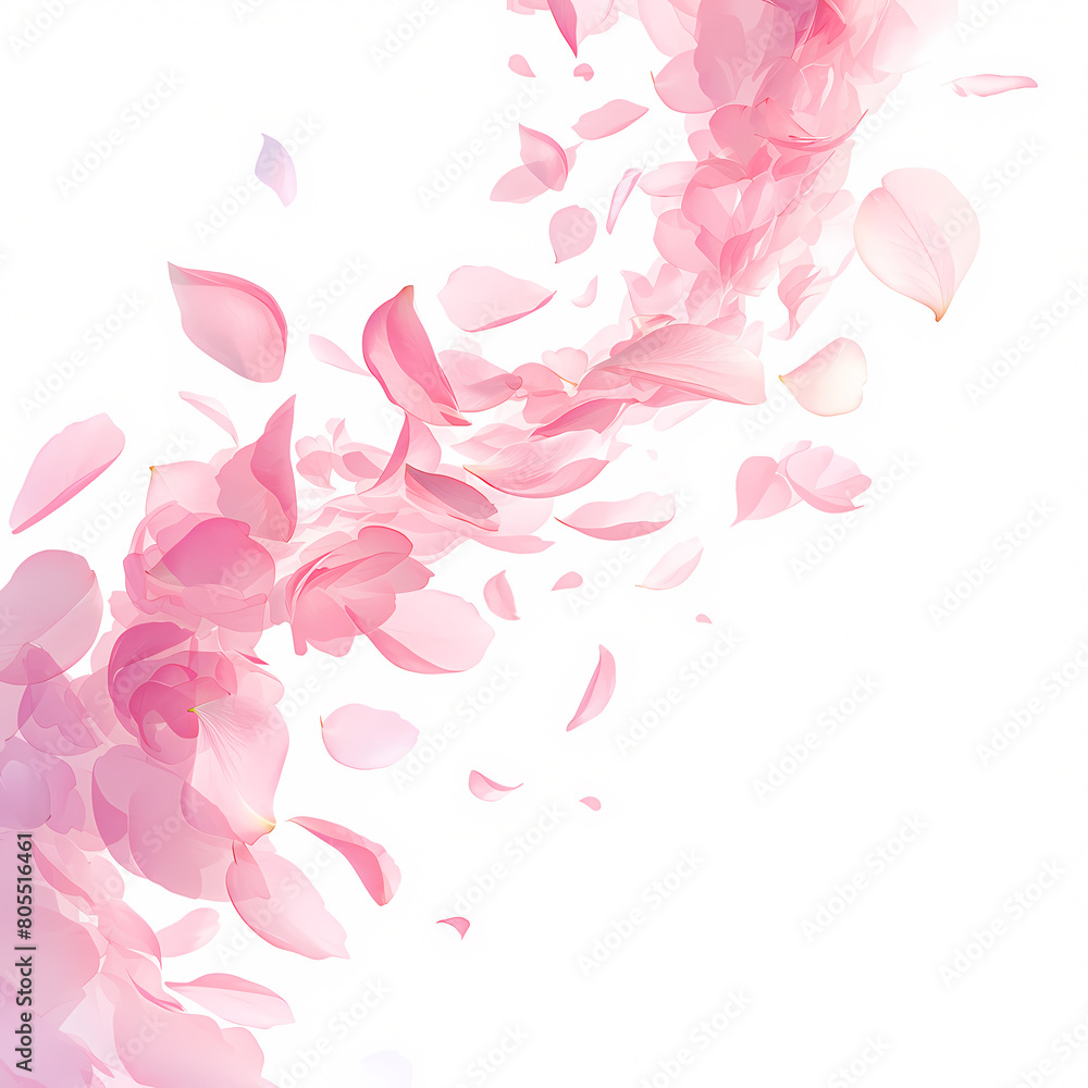 Exquisite Pink Rose Petals in Motion with Dreamy Overlay - Perfect for Romantic Marketing Campaigns