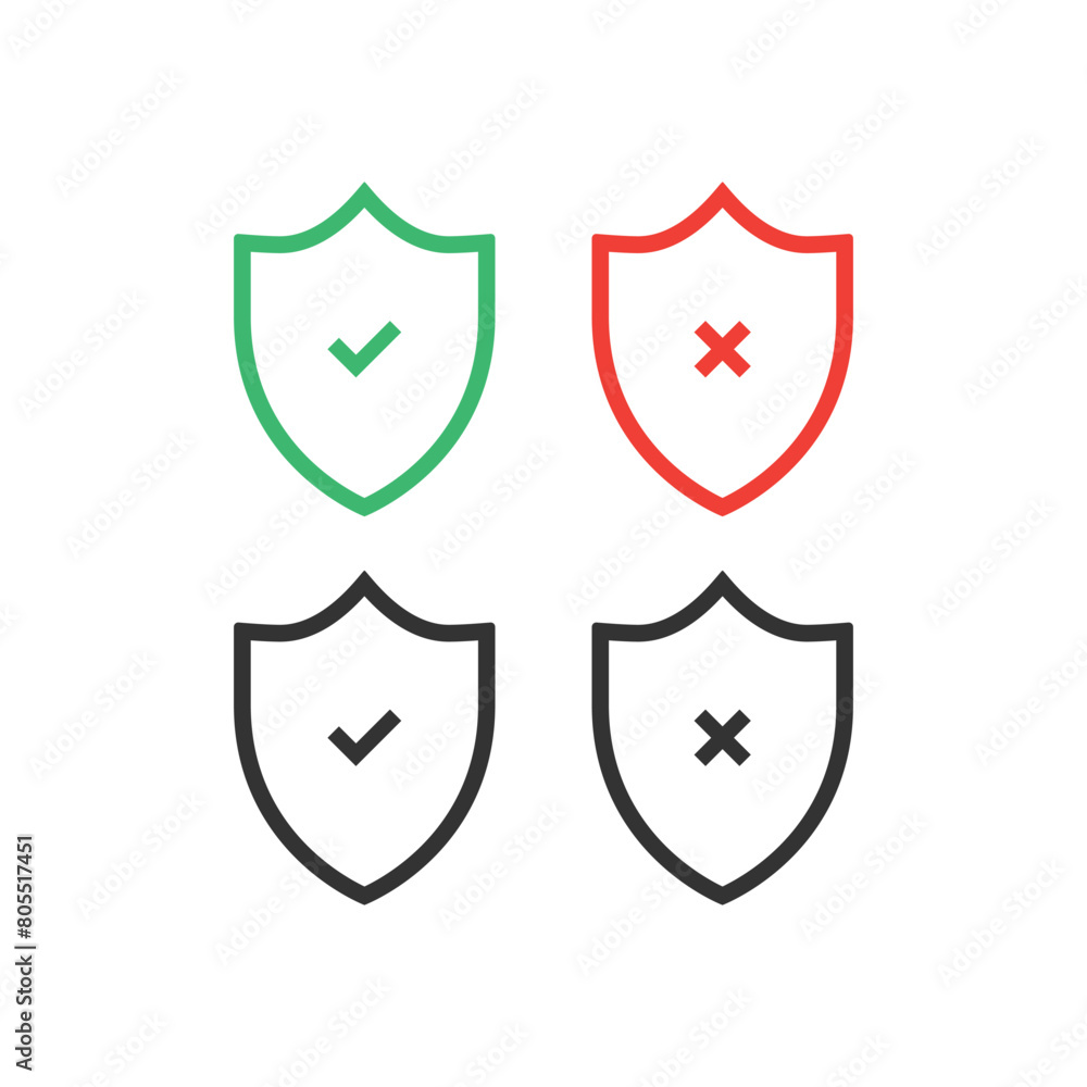 Shield check mark icon set. Vector illustration Shield check mark icon set. Vector illustration