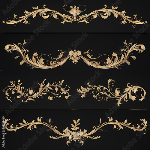 Luxurious Golden Baroque Trim - A Stunning Decorative Element for High-End Design Projects