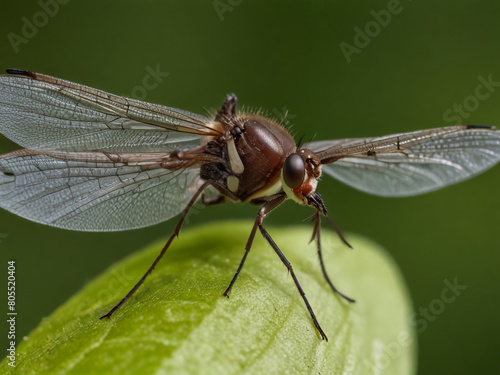 fly on a green leaf. macro
