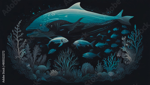Background art concept of oceans underwater world illustration 