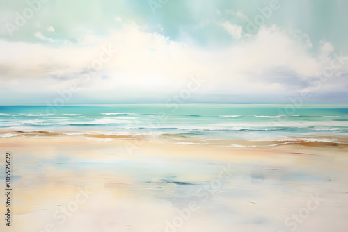 serene beach tranquility  abstract landscape art  painting background  wallpaper
