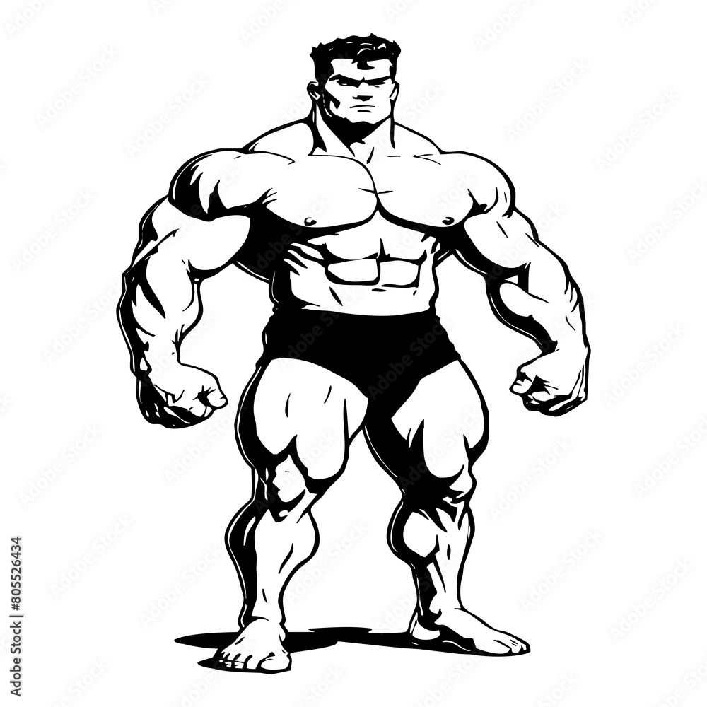 Strongman . Fictional character . Black and white illustration generated by Ai Strongman . Fictional character . Black and white illustration generated by Ai