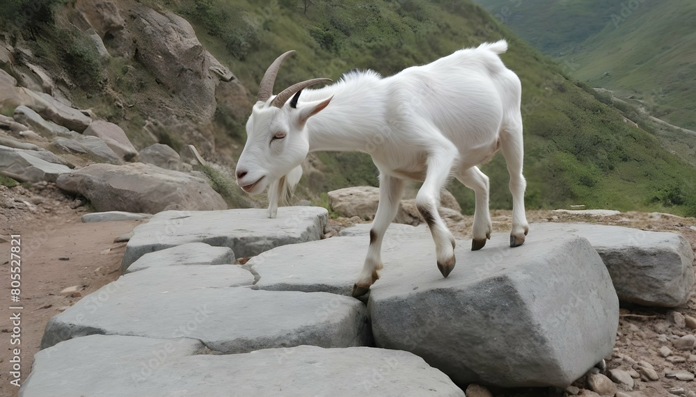 A Goat With Its Hooves Clicking On A Rocky Path Upscaled 8