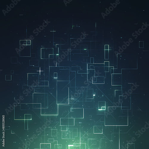 Vibrant Geometric Technology Background with Neon Lights and Digital Interface Design