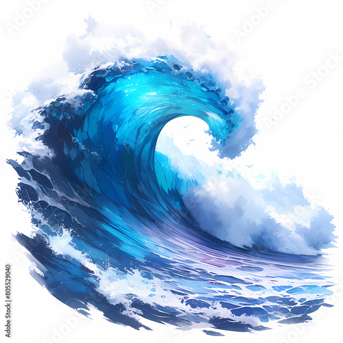 Graceful Seascapes: A Majestic Powder Blue Wave in Motion
