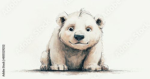 illustrazione con piccolo cucciolo di orso dallo sguardo simpatico photo