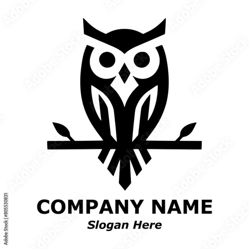 Owl logo. Owl pictorial logotype for business, company, logo, stamp, mascot, label. Elegant minimalist owl logo. Symbol of smart, intelligence, education, science