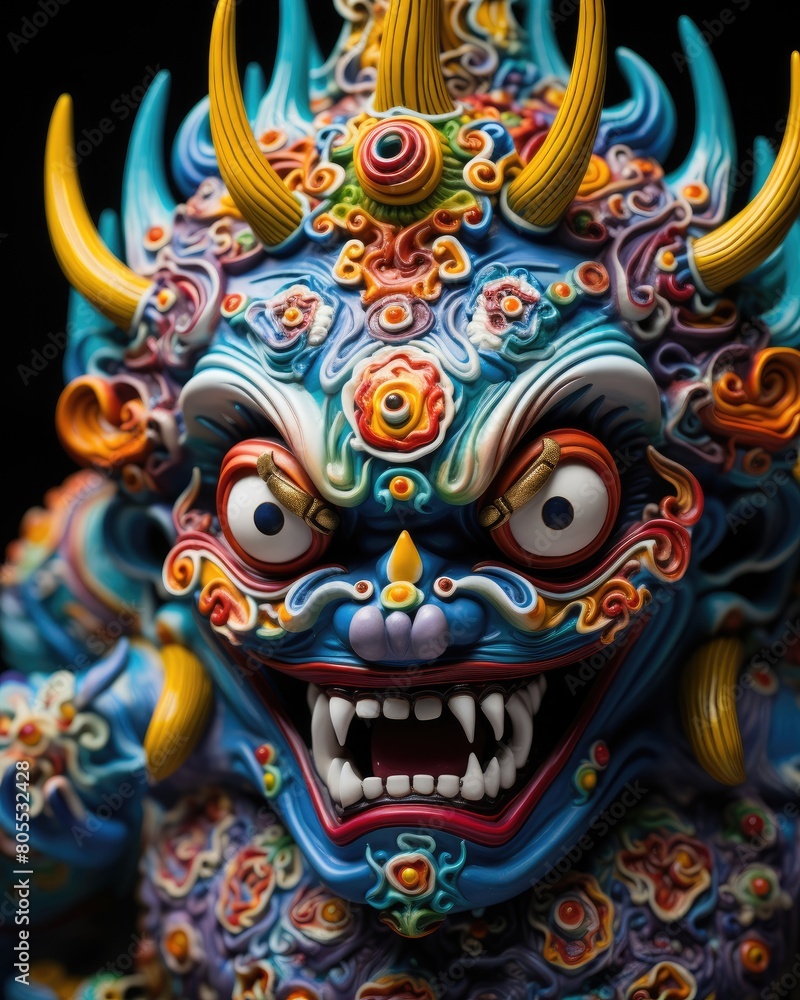 Colorful and intricate chinese dragon mask