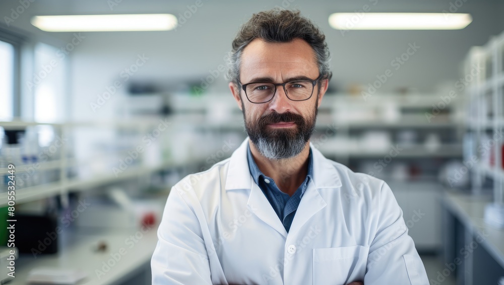 portrait of a serious scientist in a laboratory