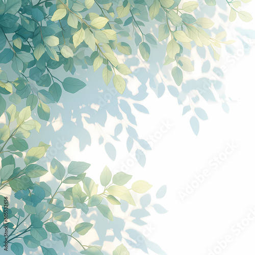 A tranquil 3D rendered image of leaves casting dynamic shadows against a soft light backdrop. Perfect for evoking nature's beauty in your designs and projects.