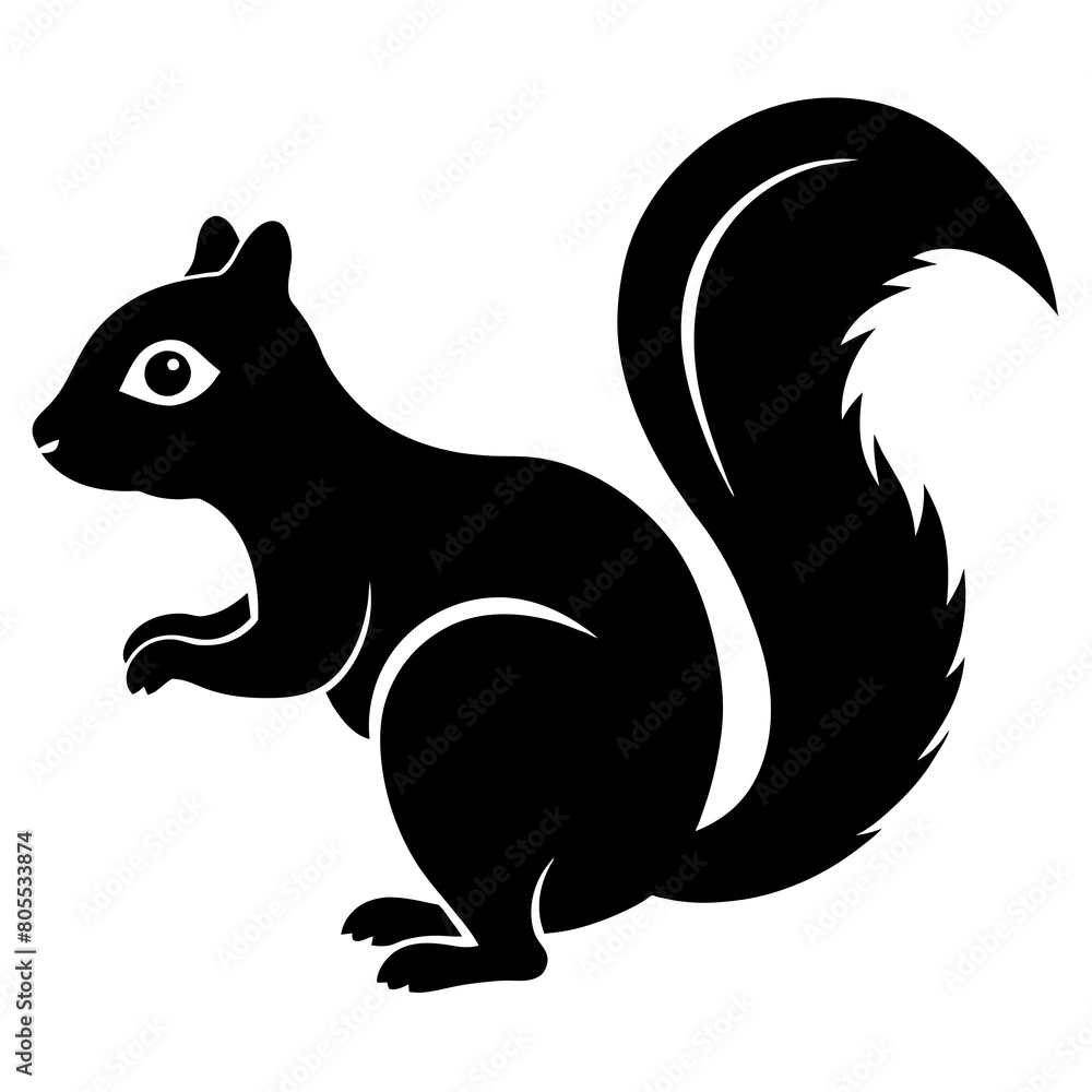 Fototapeta premium Indian Palm Squirrel Vector Silhouette: Capturing the Essence of Nature in Digital Art