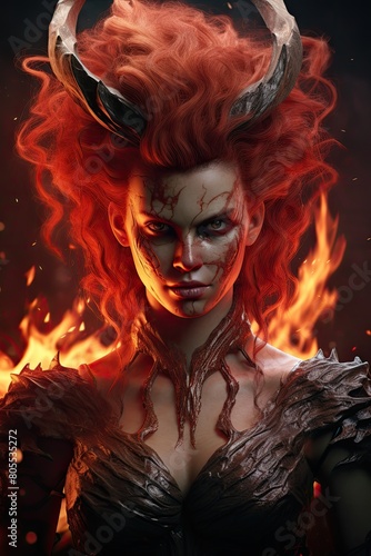 Fiery fantasy female portrait