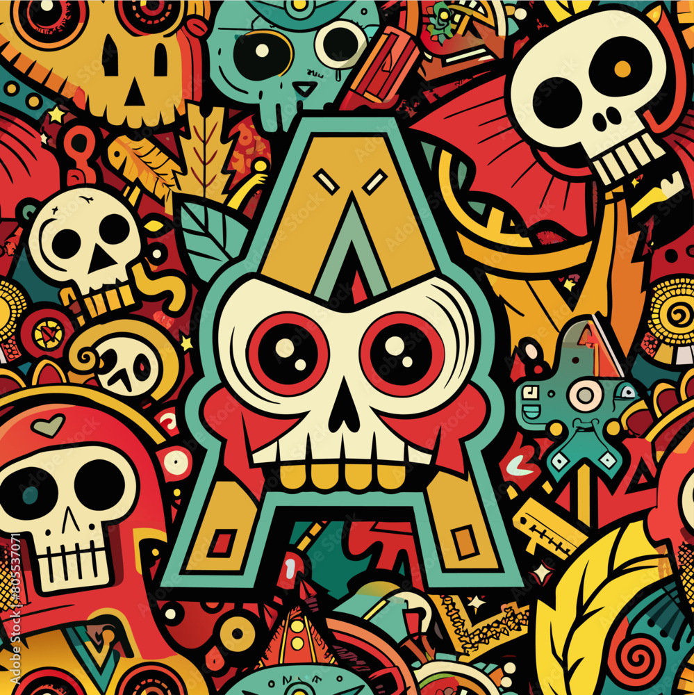 seamless pattern with skulls and bones seamless pattern with skulls and bones