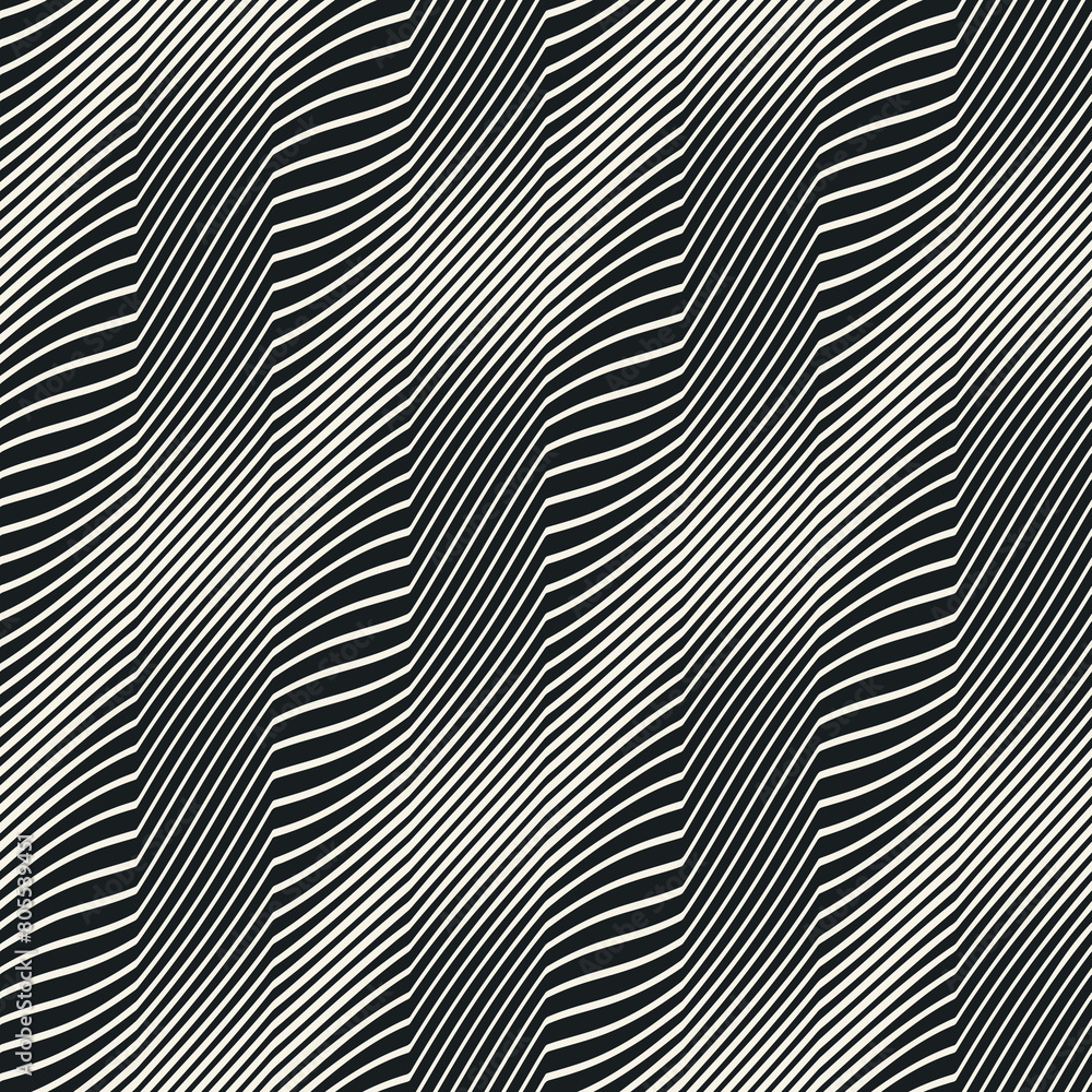 Monochrome Optical Striped Textured Pattern