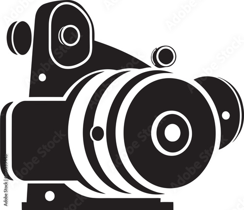 Classic Movie Reel and Camera Vector Graphic Antique Film Projector Vector Design