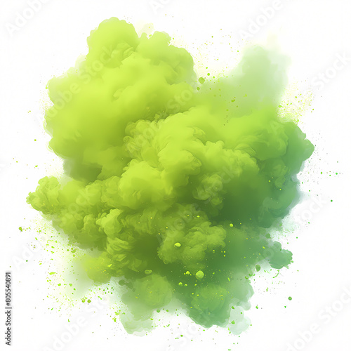 Vibrant Holi Festival Celebration with Radiant Green Colored Powder Explosion