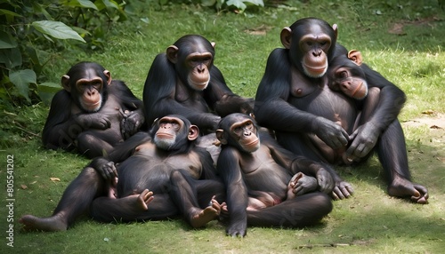 a group of chimpanzees enjoying a leisurely aftern upscaled 17 photo