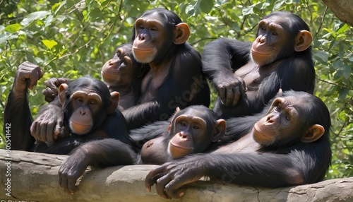 a group of chimpanzees enjoying a leisurely aftern upscaled 28 photo
