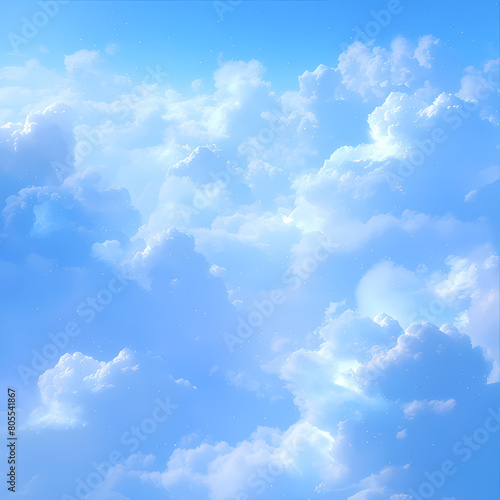 Tranquil Cloudscape for Imagery - Soft Blue Ozone Backdrop with Fluffy Clouds