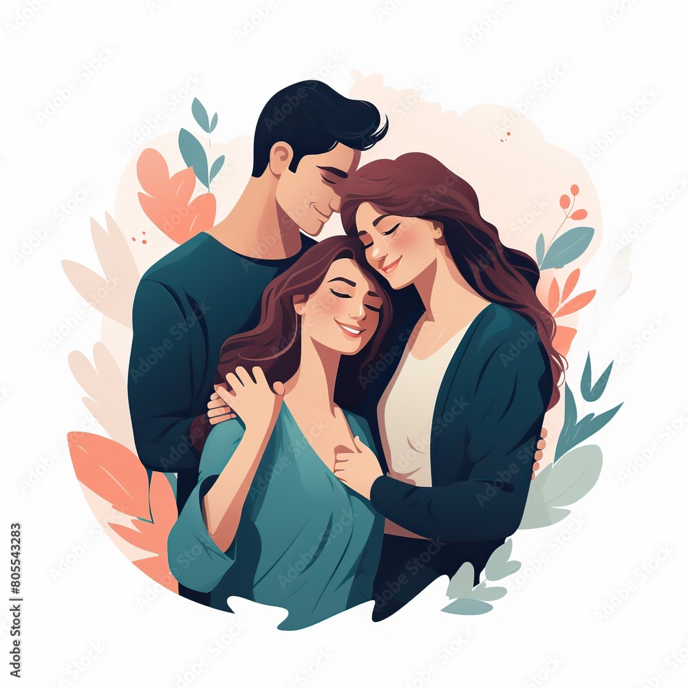 Obraz premium Happy Hug day, friends together, pastel illustration.