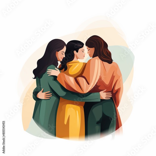 Group of female friends hugging. Happy hug day.