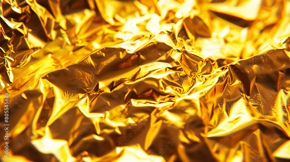 Gold crumpled foil texture background. Gold crumpled foil texture background.