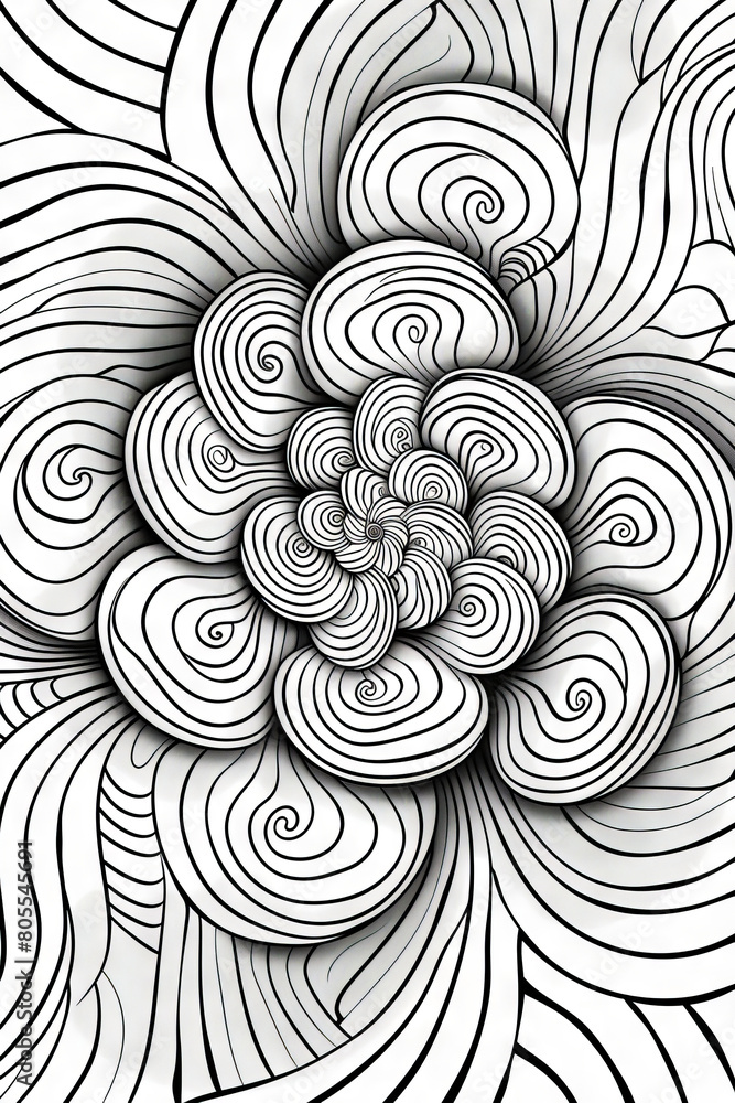 Fototapeta premium A black and white drawing of a flower.