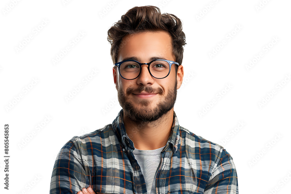 Portrait of happy man in stylish glasses on isolated transparent background Portrait of happy man in stylish glasses on isolated transparent background