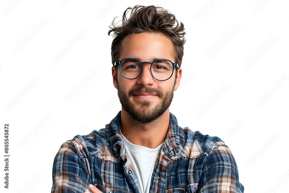 Portrait of happy man in stylish glasses on isolated transparent background Portrait of happy man in stylish glasses on isolated transparent background