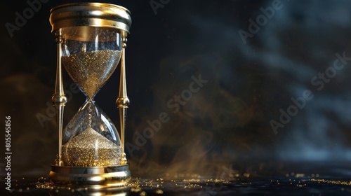 A golden hourglass symbolizing the passage of time and the timeless value of gold as a reliable financial instrument and store of wealth. © Plaifah