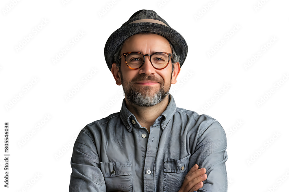 Portrait of happy man in stylish glasses on isolated transparent background Portrait of happy man in stylish glasses on isolated transparent background