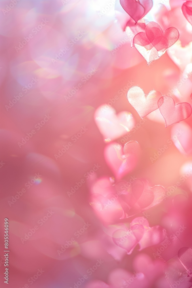 pink and purple background with blurry romantic heart shapes, valentines day and love wallpaper concept, creative dreamy backdrop