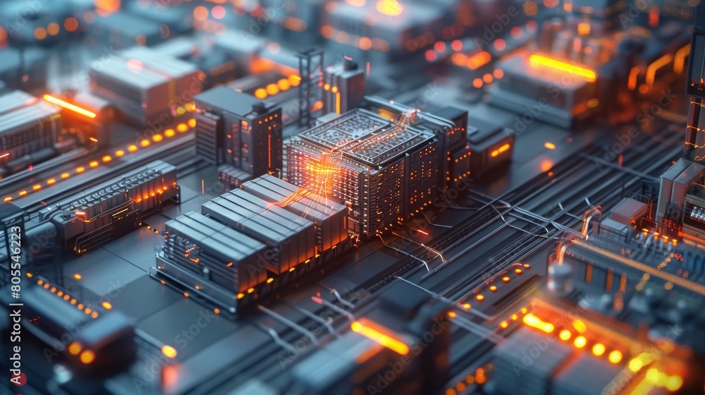 Distribution center and communication network concept Distribution center and communication network concept